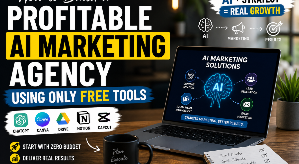 How to Build a Profitable AI Marketing Agency Using Only Free Tools (Step-by-Step Beginner Guide)